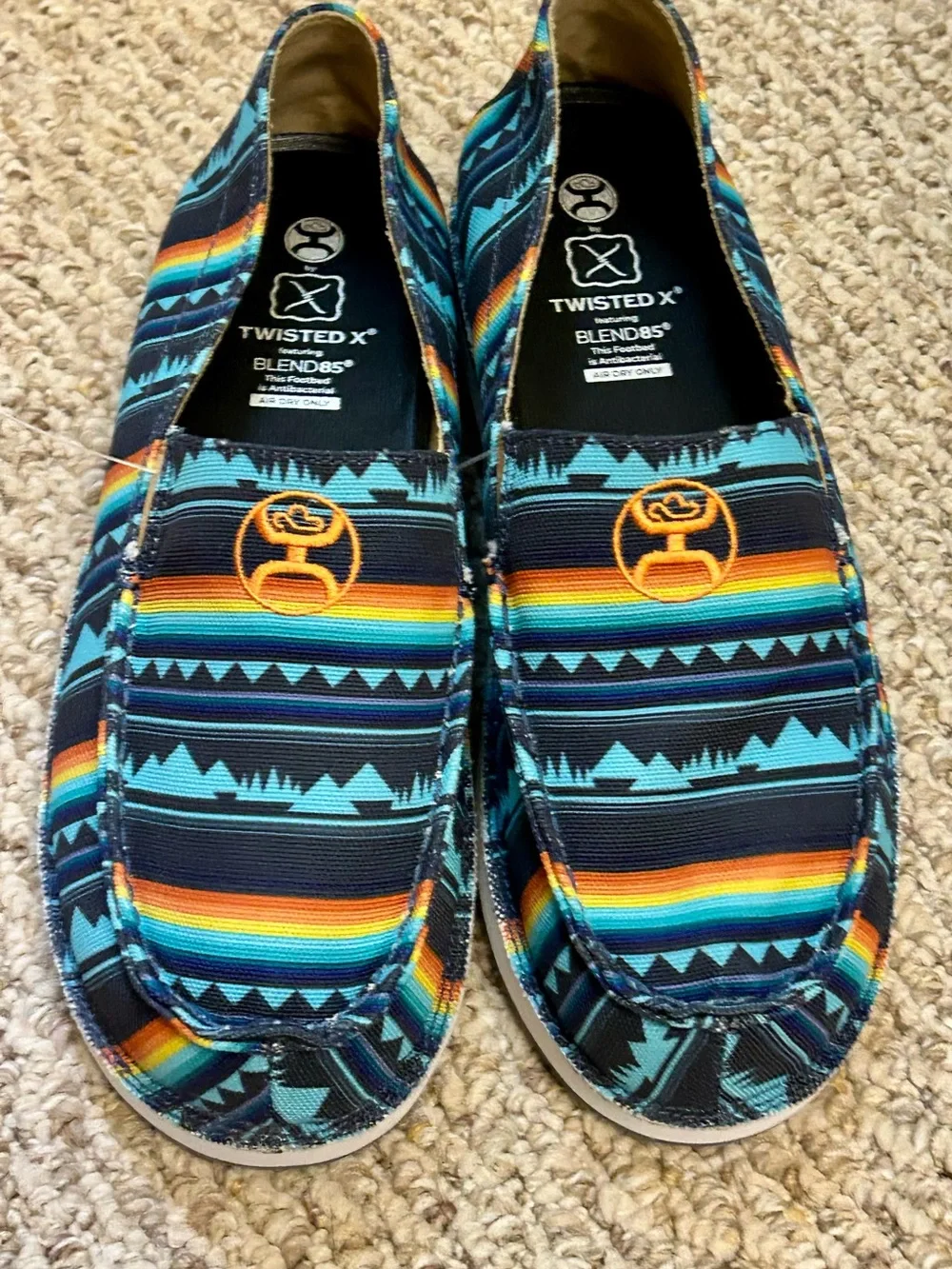 NWOT Twisted X Men’s Blue Multi-Stripe Slip-On Shoes